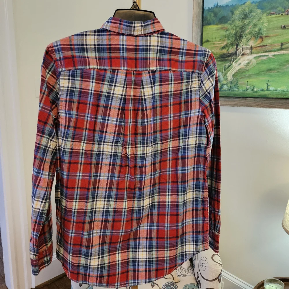 Ralph Lauren Red and Blue Plaid Button Down Shirt Sz Lg (14-16)
